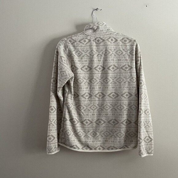 Eddie Bauer Women Sz M Ivory/Tan Aztec Print Full Zip Pocketed Jacket - Picture 8 of 8